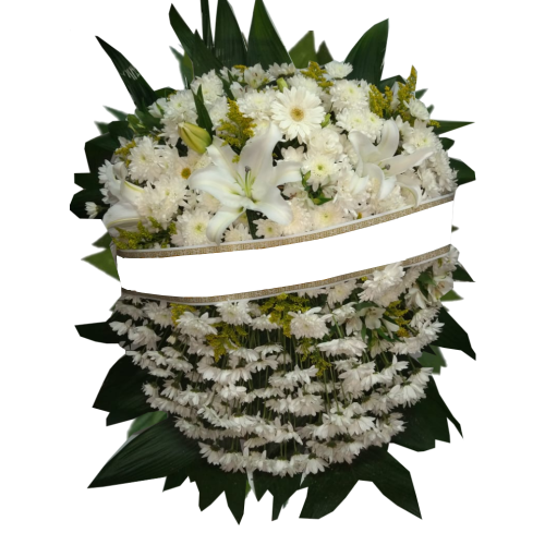 Coroa de Flores do Campo Branca + 8 Flores Mistas 