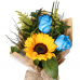 Mine Ramalhete 2 Rosas Azul e 1 Girassol