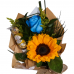Mine Ramalhete 1 Rosas Azul e 1 Girassol com 1 Ferrero Rocher 3und