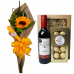 Ramalhete de 1 Girassol + 1 Mine Box Vinho Ramalhete de 1 Girassol + 1 Mine Box Vinho