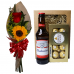 Ramalhete de 1 Rosa Importada e 1 Girassol + 1 Mine Box Budweiser Ramalhete de 1 Rosa Importada e 1 Girassol + 1 Mine Box Budweiser