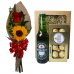 Ramalhete de 1 Rosa Importada e 1 Girassol + 1 Mine Box Heineken Ramalhete de 1 Rosa Importada e 1 Girassol + 1 Mine Box Heineken