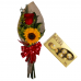 Ramalhete de 1 Rosa Importada e 1 Girassol + Ferrero Rocher 8und