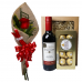 Ramalhete de 1 Rosa Importada + 1 Mine Box Vinho