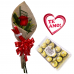 Ramalhete de 1 Rosa Importada + Placa TE AMO + Ferrero Rocher 12und